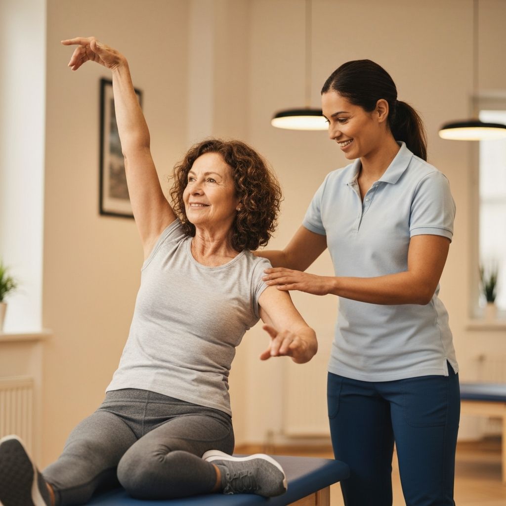 Physiotherapeutin bei einem Hausbesuch